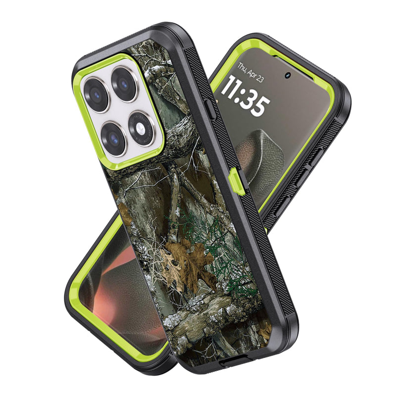 Compatible for Motorola Edge 2026 Case, Built in Screen Protector, Belt Clip Holster, Kickstand Heavy Duty Rugged Full Body Cover, Lime Camo