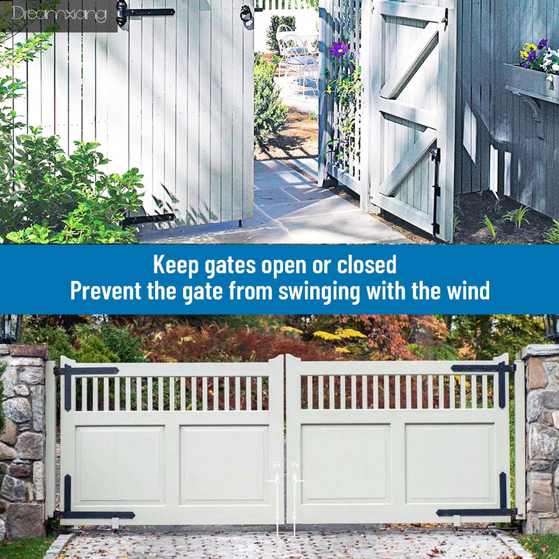 36" Heavy Duty Cane Bolt Gate Drop Rod Hardware Ground Latch for Wood PVC Vinyl Metal Fences Gates, Double Doors, White Solid Steel -2 Pack 2 36 Inch