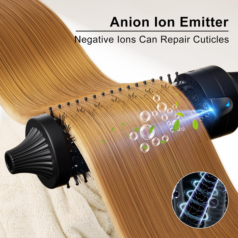 K&K Thermal Brush, Blowout Boost Ionic Round Heated Hot Brush, to Make Hair Smoother & Shinier, Easy to Use, Not for Blow Drying, 38mm Barrel,Dual Voltage, UK Plug, Jet Black
