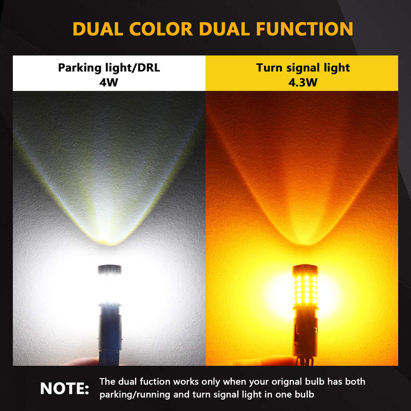 PHINLION Super Bright White Amber Dual Color Switchback 1157 2057 2357 7528 LED Bulbs with Projector for Car Front Turn Signal Parking Lights