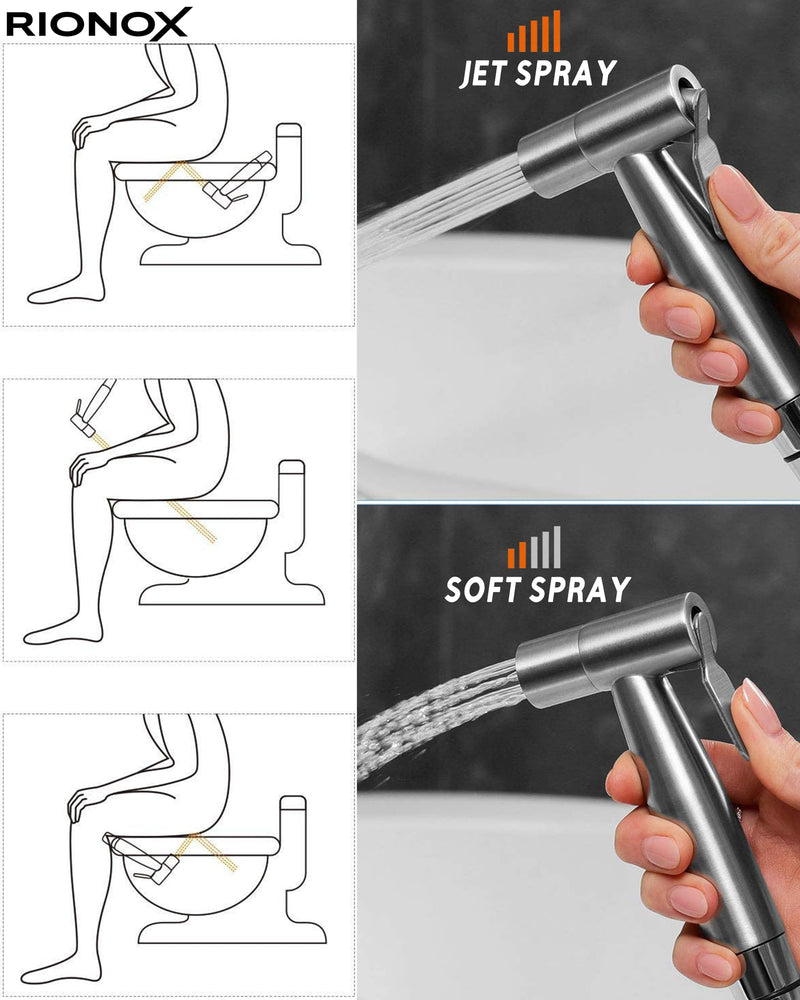 Handheld Bidet Sprayer for Toilet - Adjustable Water Pressure Jet, Bidet Attachment for Toilet, Easy Installation, Quality Stainless Steel, Durable Internals, Leakproof Design (Brushed Nickel) Brushed Nickel