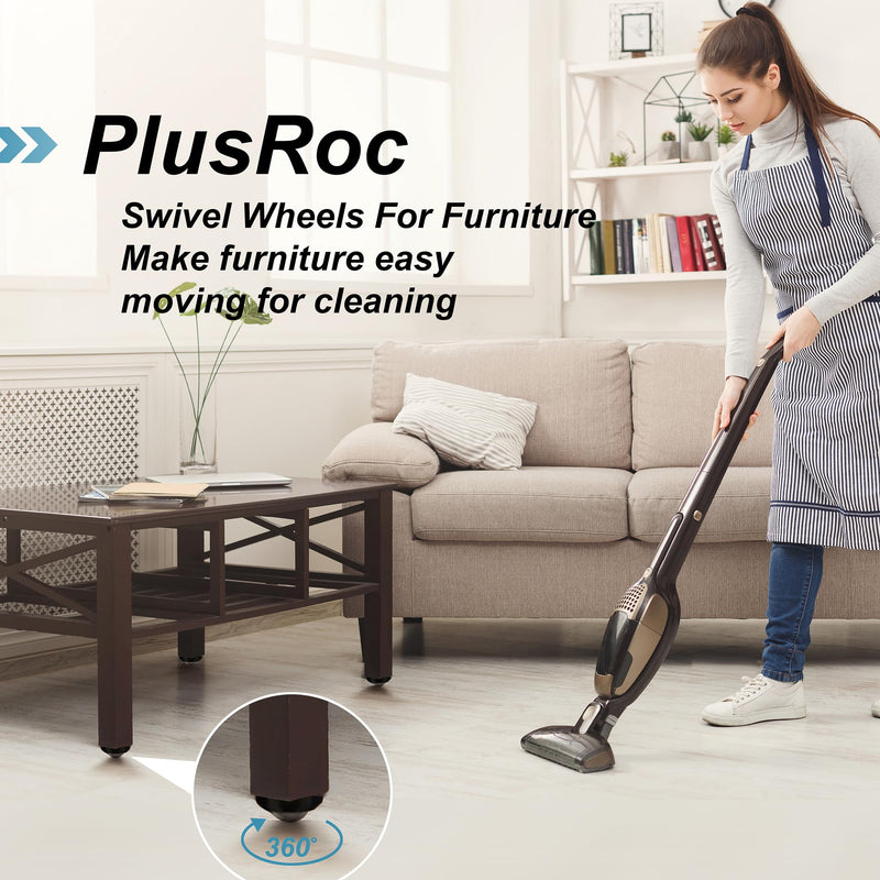 PlusRoc 12 Pack Self Adhesive Caster Wheels 1 Inch for Furniture Mop Bucket, Load Capacity 28LBS Per Wheel, Low Profile Swivel Wheels for Small Appliance Storage Bins Steel Ball 12.0