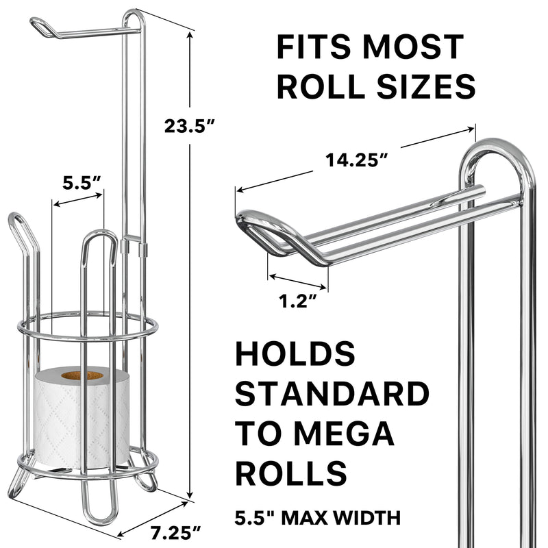 Simple Houseware Bathroom Toilet Tissue Paper Roll Storage Holder Stand, Chrome Standard