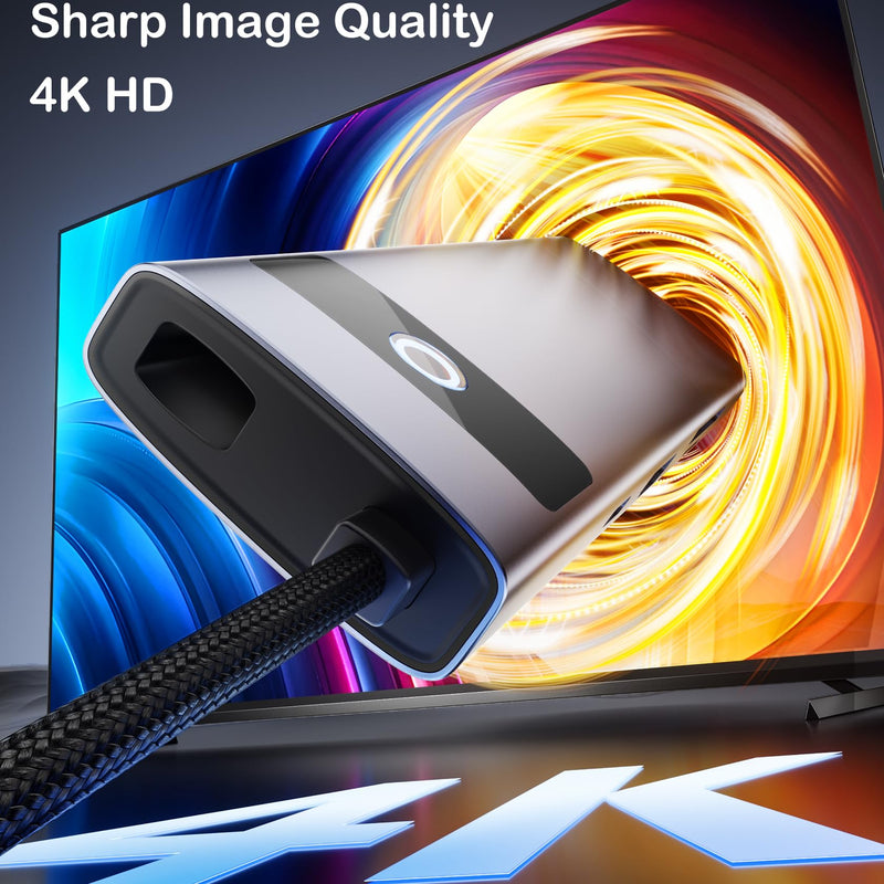 KAGO USB C to Ethernet HDMI Adapter,8 in 1 Docking Station Hub,USB-A 2.0/3.0,Type-C Data Ports,4K@30Hz HDMI,100W PD,SD/TF Card Reader,100M RJ45 for MacBook Pro/Air,iPad Pro,iPhone 15/Pro Max 8 in1