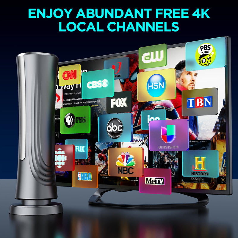 2026 TV Antenna for Smart TV Indoor 5000+ Miles Range-36FT Coaxial Cable | TV Antenna for Local Channels,Digital TV Antenna with Signal Booster Support 4K 8K 1080P All TVs-HDTV Antennas Easy Install Black