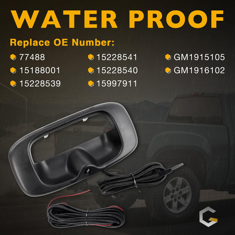 Tailgate Handle with Backup Camera, Pickups Reverse Rear View Backup Camera, Compatible with 1999-2007 Chevy Silverado GMC Sierra 1500 2500 3500, Replaces#15997911 15228539 Tailgate Backup Camera