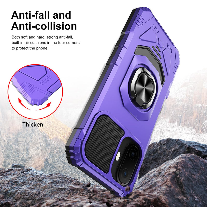 Case for TCL K70/TCL 70 XE with Screen Protector & Magnetic Ring Stand | TCL K70 Phone Case/TCL 70 XE Phone Case Dual Layer Silicone Shockproof Heavy Duty Military Grade Protection Black k70/70xe Purple