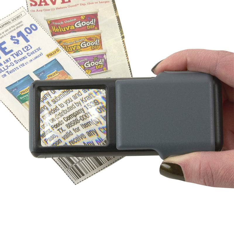 Carson 5x MiniBrite LED Lighted Slide-Out Aspheric Magnifier with Protective Sleeve - Set of 4 (PO-55MU),Gray Pack of 4