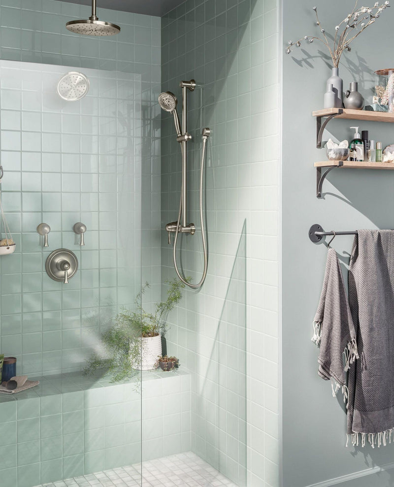Moen Brushed Nickel Extended 12-Inch Straight Overhead Shower Arm, 226651BN