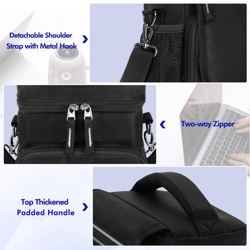 Carrying Case Compatible with Owl Labs Meeting Owl 3, 4, Pro, Original | Meeting Camera Travel Storage Bag with Multiple Pockets for Accessories, with Shoulder Strap, Shock-absorbing Foam, Black