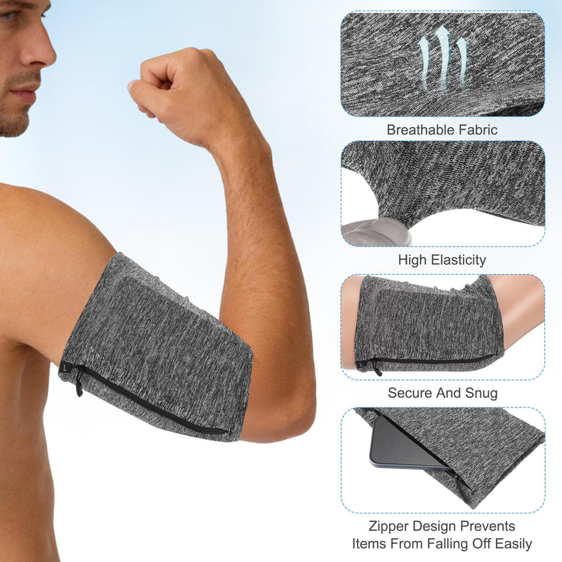 PATIKIL Sports Armband Sleeve, M Size Universal Running Holder Arm Band with Zipper Pocket Lightweight Cell Phone Armband for All Phones Hiking Biking Jogging Gym, Black