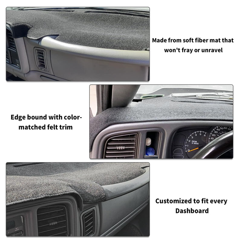 POSAID Dash Cover for 1999-2006 Chevrolet Chevy Silverado GMC Sierra, Dashboard Cover Mat for 2000-2006 Chevy Avalanche Tahoe Suburban GMC Yukon Pickup, Gray 1999-2006 Chevy and GMC
