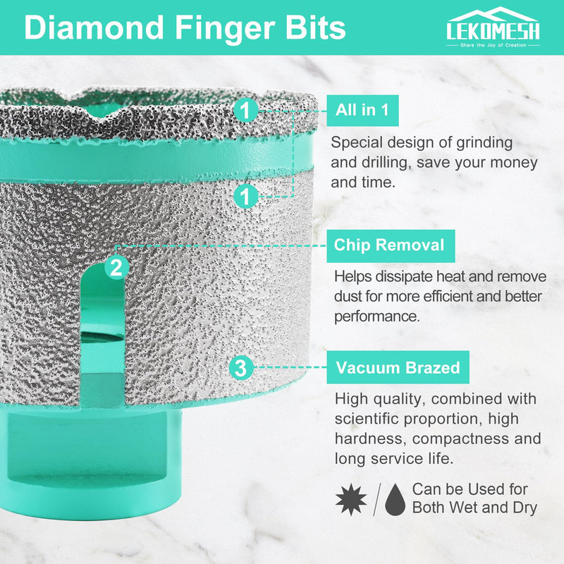 Diamond Core Drill Bits Milling Bits- 3 Inch with 5/8"-11 Thread Tile Hole Saw Cutter Dry Drilling Grinding for Porcelain Ceramic Tile Granite Marble Stone 75mm 3"(75mm)