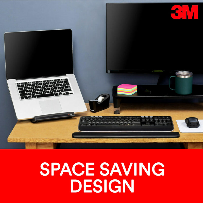 3M Laptop Stand, Raise Screen Height to Reduce Neck Strain, Vertical Design Allows You to Bring Screen Closer, Compact Foot Print Saves Desk Space, Non-Skid Base Keeps Laptop Secure, Black (LX550) 8.8" x 7.8" x 6.4"