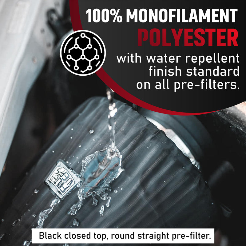 FILTERWEARS F154K Universal Water Repellent Cold Air Intake Pre-Filter - Large Black