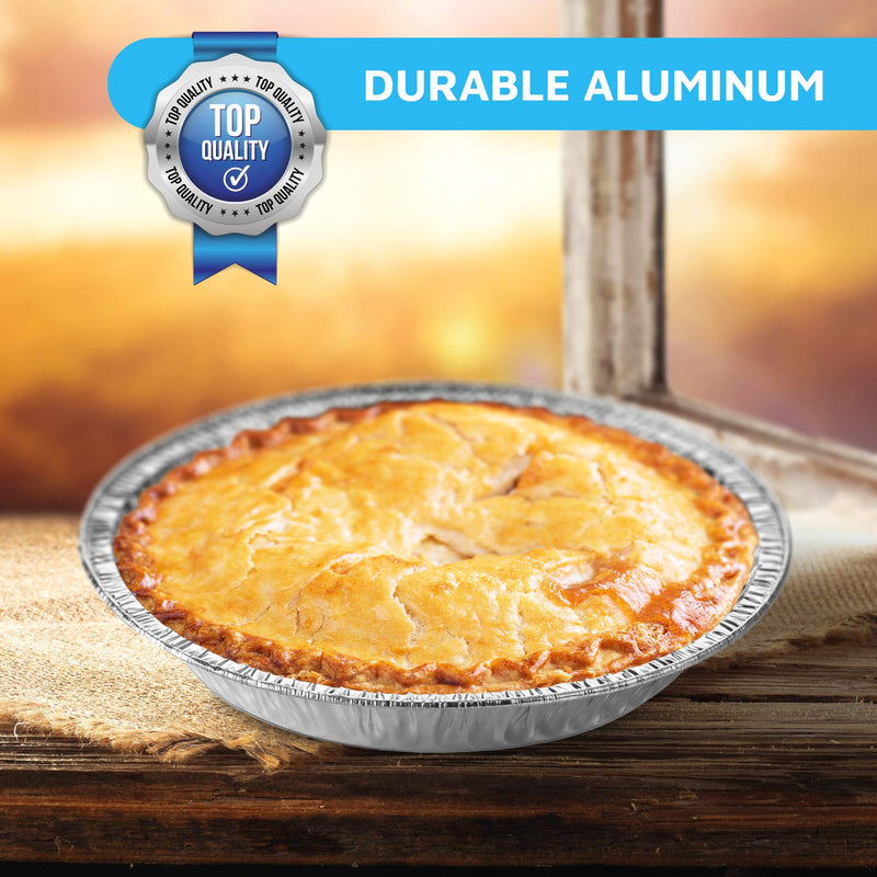 MontoPack 9” Aluminum Foil Pie Pans | Round Disposable Containers with Angled Walls for Tart Baking, Storing, Serving & Reheating | Freezer and Oven Safe, Recyclable | 50-Pack of Cake Tins 9 Inch Pie/Tart Pans (50 Pack)