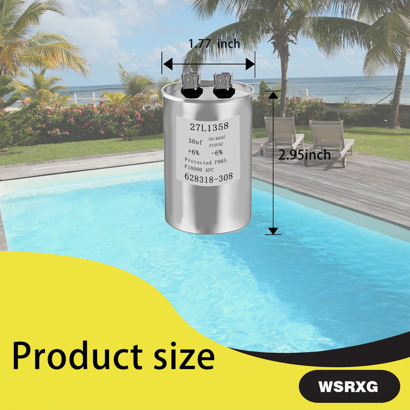 628318-308 27L1358 30 MFD 370V Pool Pump Motor Capacitor Replacement Compatible Motor Run Capacitor