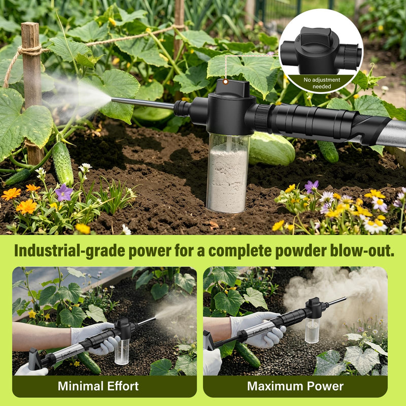 Diatomaceous Earth Powder Duster with Adjustable Length Up to 4FT, Powder Output Adjustable Pump Applicator, Multi-Purpose Industrial-Grade Sliver