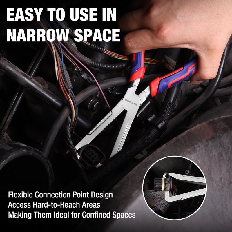 WORKPRO Electrical Disconnect Pliers, 8 Inch Automotive Electrical Connector Pliers with Ergonomic Handle, Fixion Tools Pliers, Automotive Plug Removal Tool for Car Fuel Pump, Spark Plug