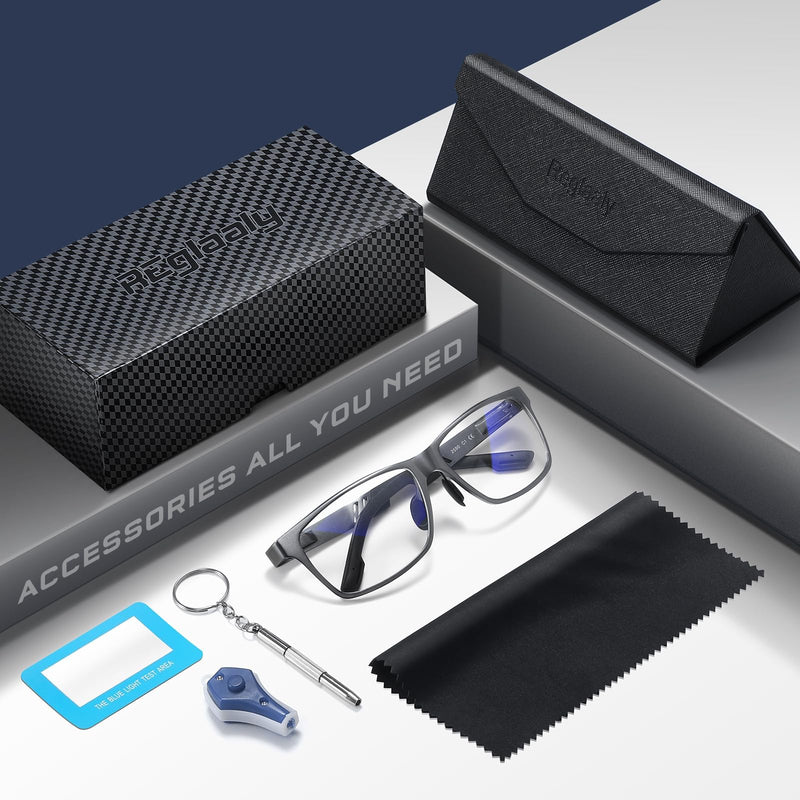 Blue Light Blocking Glasses Metal Frame for Men/Woman Gaming Computer Screen Glasses A01-metallic Gray
