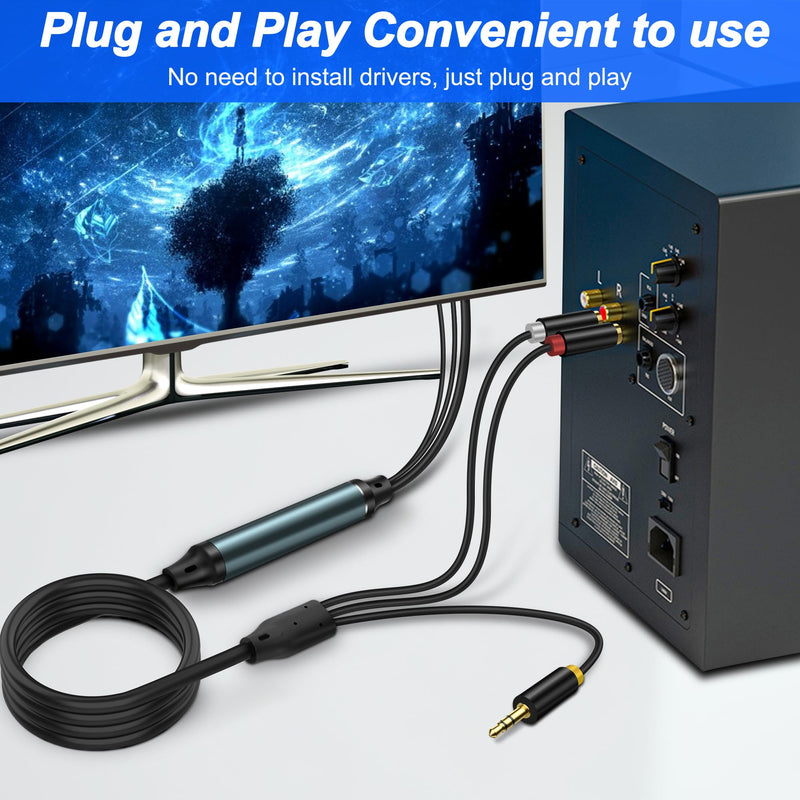 XMSJSIY SPDIF Fiber Optical Coaxial to RCA 3.5mm AUX Audio Cable Converter Adapter Digital to Analog Audio Converter with USB Power Cable for TV PS4 Xbox DVD -2M/6.5FT