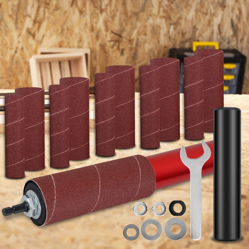 Drum Sander Set Portable Rubber Sanding Drum Hand-Held Spindle Sanding Drum with 120 Grit Sandpaper Drum Sanding Sleeves Power Drill Driven Drum Sander for Wood Metal Plastic re'd