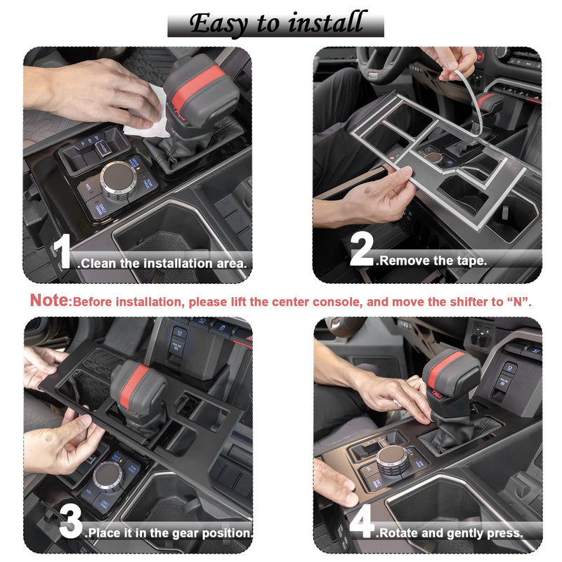 JDMCAR Central Control Gear Shift Panel Trim Cover Compatible with 2022 2023 2024 2025 Toyota Tundra/Sequoia Accessories, Gear Shift Control Anti-Scratch Panel Decorative Sticker -Matte Black