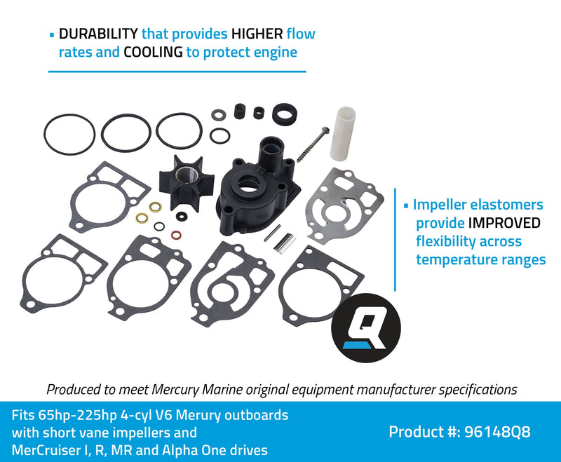 Quicksilver 96148Q8 Water Pump Repair Kit for Mercury and Mariner Outboards and MerCruiser Stern Drives