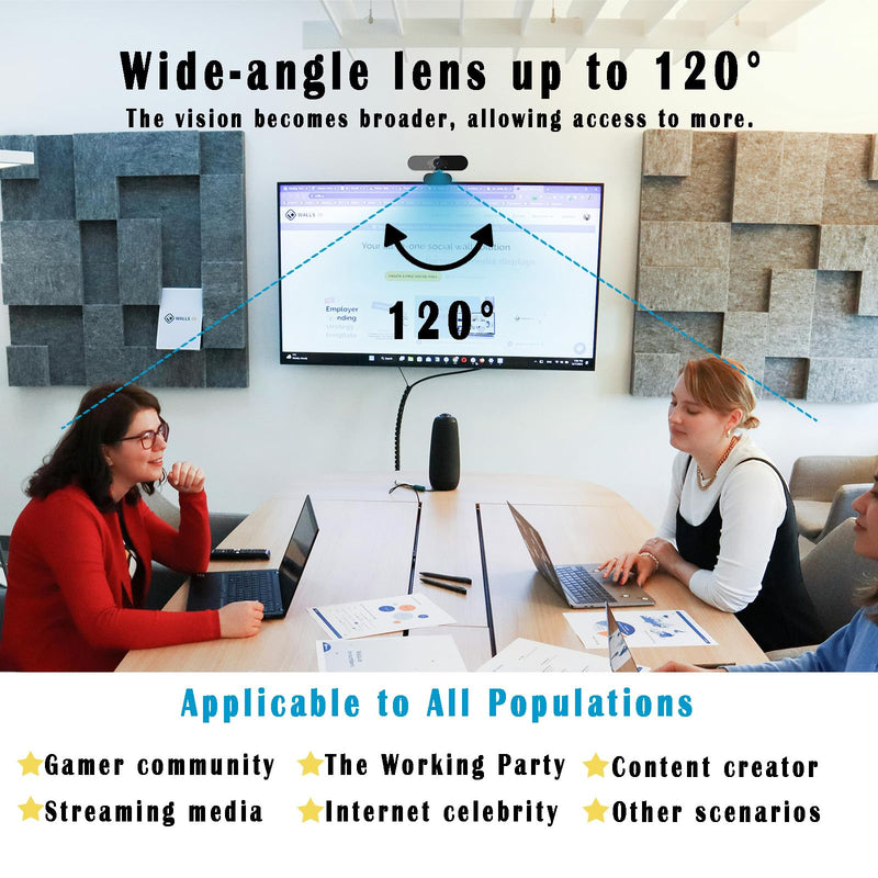 1080P Webcam for PC/Laptop, USB Webcam with Microphone, Noise Cancellation, Support Beauty, Plug & Play with Auto Light Correction for Video Calls, Live Streaming Gaming & Online Meeting Black 1080P