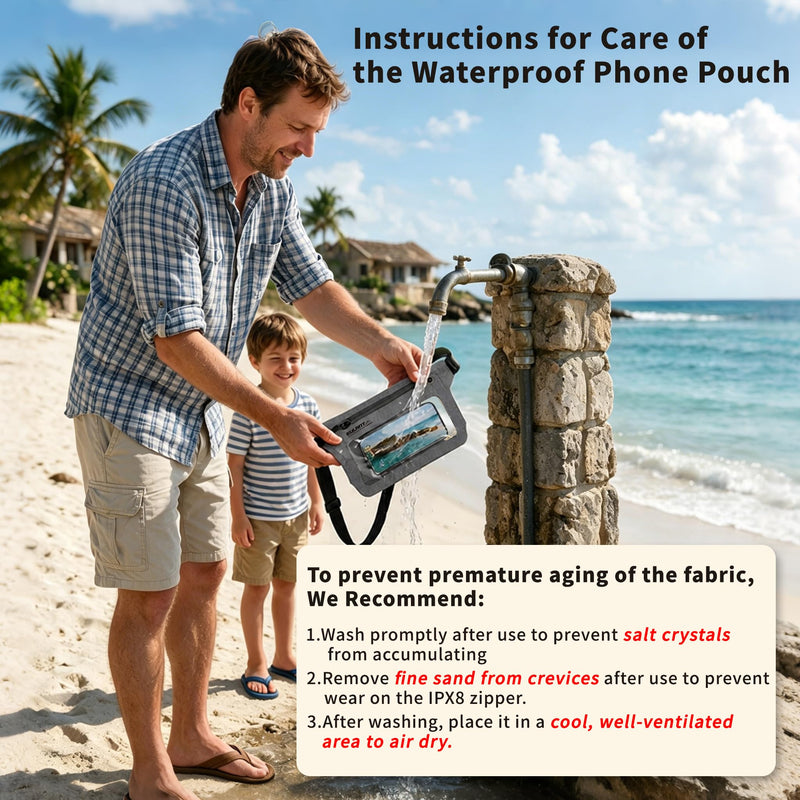 EULANT IPX8 Waterproof Phone Pouch,Reusable Fanny Pack Dry Bag | Fanny Pack Dry Bag with Screen Touch Sensitive for Beach Swimming,Boating,Kayaking,Rafting Dark Gray 1 PC
