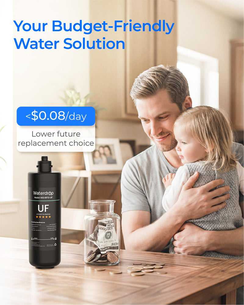 Waterdrop RF10-UF 0.01 μm Water Filter Replacement for Waterdrop 10UA/10UA-UF/10UB/10UB-UF Under Sink Water Filter, 1 Year, 1 Pack (Not Compatible with TSA-UF) Black