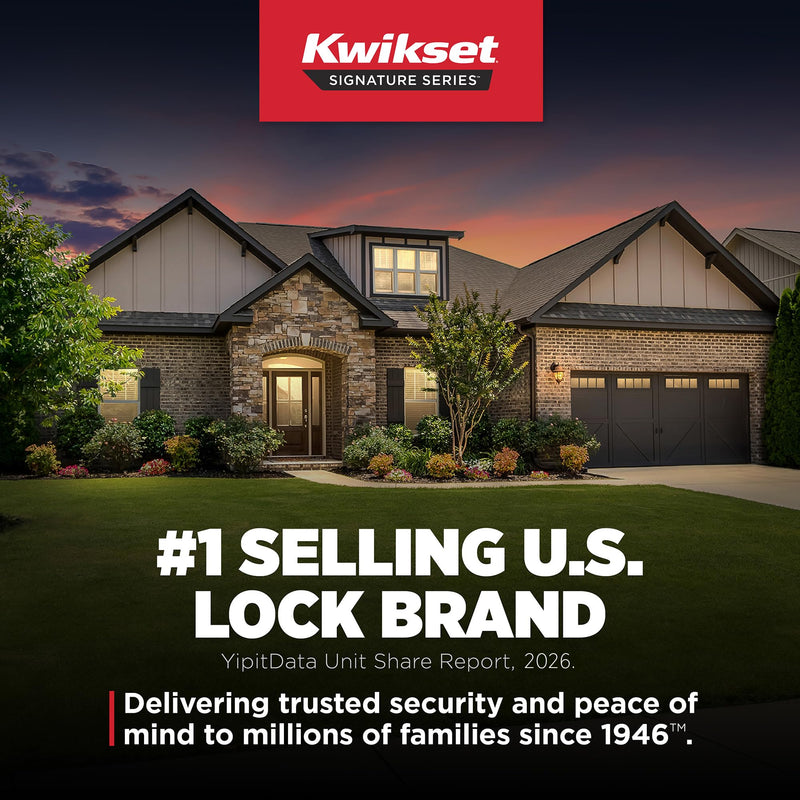 Kwikset Hancock Entry Door Knob with Lock and Key, Secure Keyed Handle Exterior, Front Entrance and Bedroom, Venetian Bronze, Pick Resistant SmartKey Rekey Security and Microban Keyed Entry