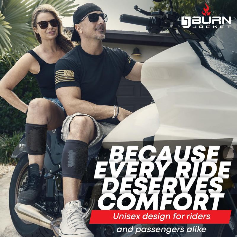 BurnJacket Max Motorcycle Exhaust Pipe Burn Protective Sleeve Leg Guard with Triple Layer Protection, Fits 12.5 - 16 Inch Calf - Heat Shield for Legs - Calf Guard - Premium Motorcycle Accessories Max Protection 12.5 - 16.5 Inch Wide Fit