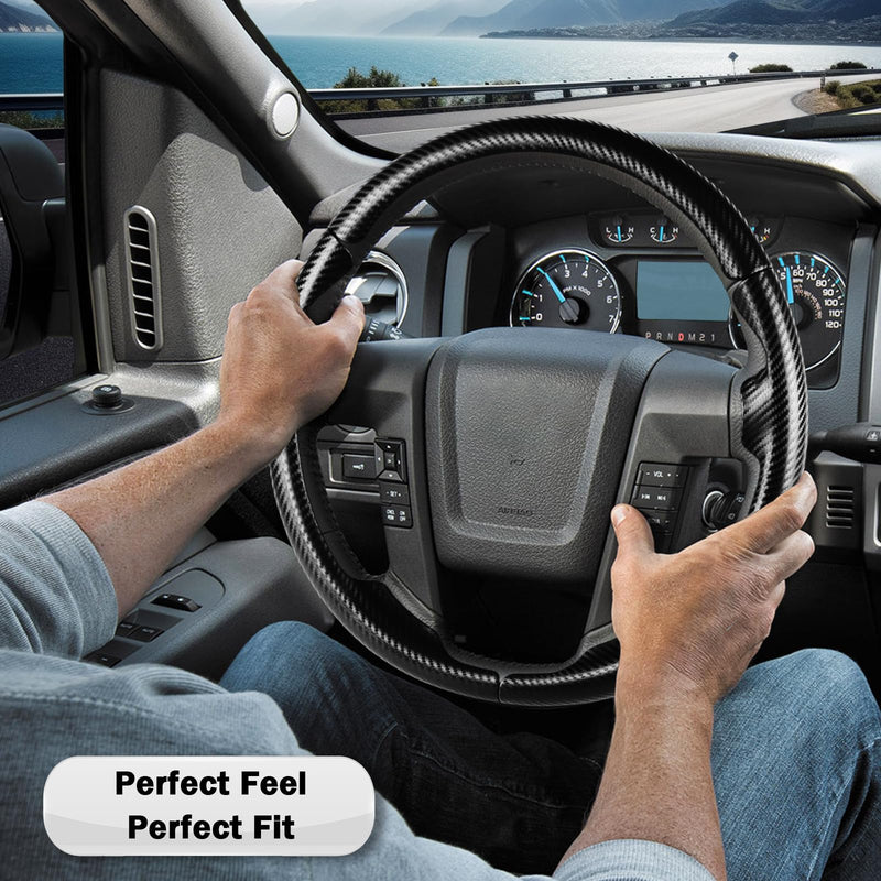 Steering Wheel Cover for Ford F150 2009-2014/ Ford Expedition 2015-2017, Car Steering Wheel Cover Protector Accessories for Ford (Matte Black) Matte Black For F150 2009-2014