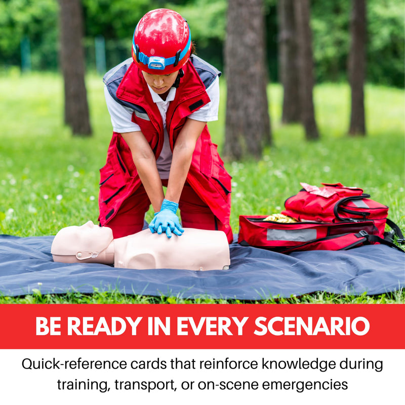 EMT-BLS Medical Reference Cards (3 Cards) - First Responder, EMT-BLS+ Pediatrics Assessment - Study Material + Notes - 5x4-inches - Durable Plastic + Portable EMT-BLS Medical Reference Cards