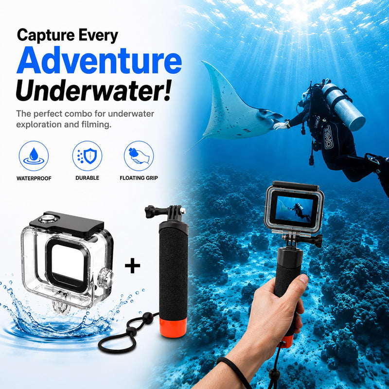JINGCHEN Waterproof Case for GoPro Hero 13/12/11/10/9 Camera Dive Housing | 60M/196FT Protective Underwater Camera Housing Gopro Accessories for underwater photography & snow outdoor adventures