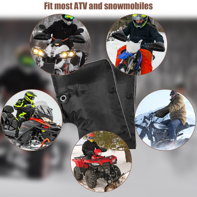 YUNVI ATV Hand Muffs Winter ATV Accessories, Waterproof ATV Gloves, Snowmobile Handlebar Gloves for Men in Cold Weather Black