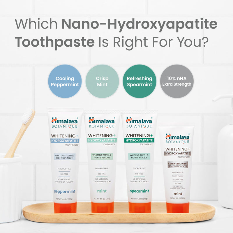 Himalaya Fluoride Free Botanique Whitening Nano Hydroxyapatite Toothpaste, Support Enamel Strength & Integrity, Great for Sensitive Teeth, SLS Free & Vegan, Mint, 4 oz (Pack of 4) 4 Ounce (Pack of 4) Adult Mint