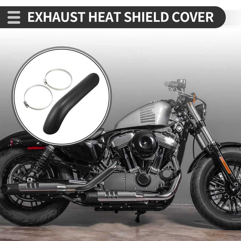 Motoforti Universal Motorcycle Exhaust Pipe Heat Shield Curved Motorbike Heat Insulation Cover, 267x56mm, Durable, Stainless Steel, Silver Tone, 1 Set Black