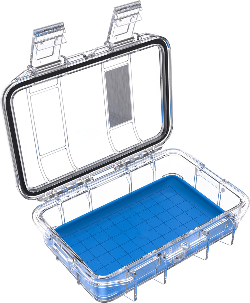 Pelican M40 Micro Case (Blue/Clear) | Watertight O-ring seal with dual latches and padlock hole for smartphones, hand tools and electronics Blue/Clear