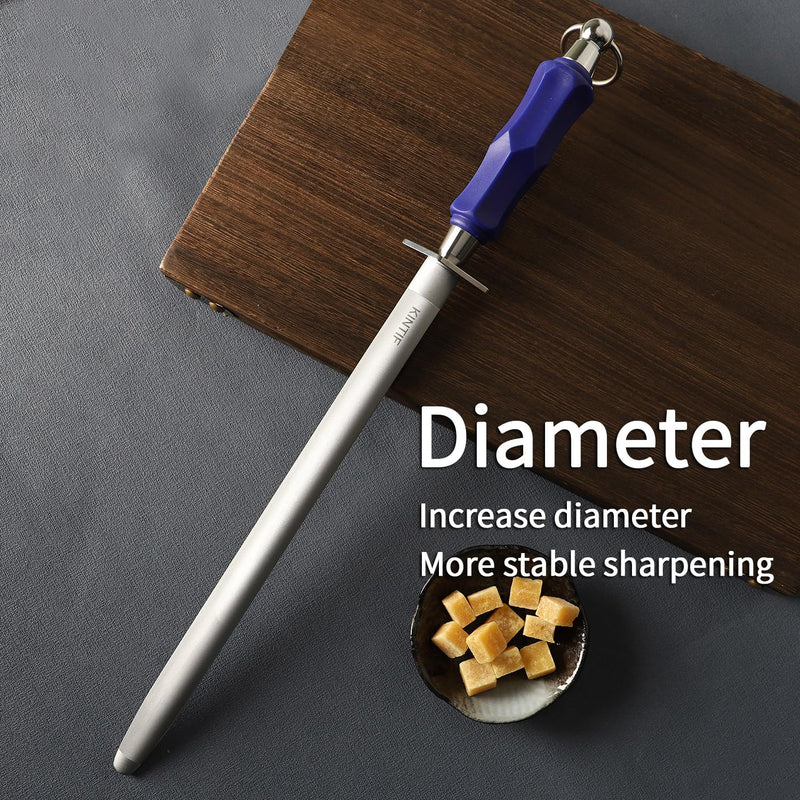 Honing Steel 12 inch Professional Knife Sharpener Honing Rod, Fine Lines, High Carbon Steel, High hardness, Knife Sharpening Steel Round