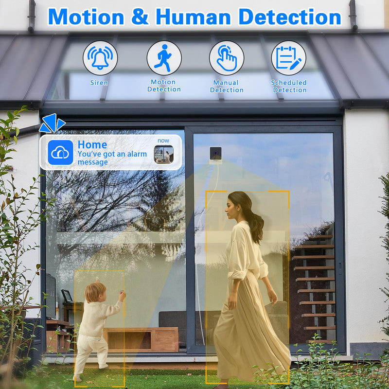 Swingers 3MP 2K Window Camera,2.4GHz & WiFi Indoor Cameras for Home Security with Phone app,Person & Motion Detection,Night Vision,Easy & Quick Install (2 Pack) White 2 PACK