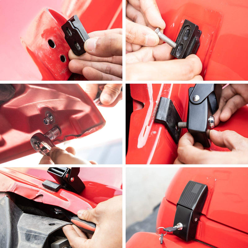 Hood Latches Locking Hood Catch Kit Aluminum Alloy Hood Locks for 2007-2018 Jeep Wrangler JK JKU, for 2018-2025 JL JLU & Jeep Gladiator JT Black A