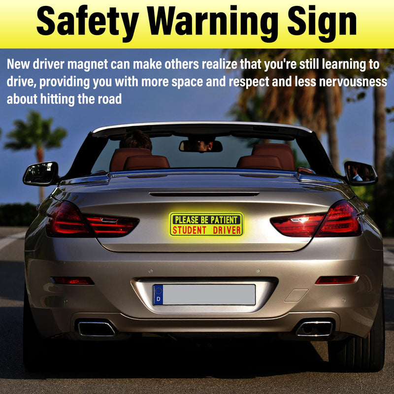 4 PCS Student Driver Magnet for Car, Please Be Patient Funny Magnetic Student Driver, New Driver Safety Warning Bumper Sticker Signs, Reusable Movable Rookie Driver Reflective Magnets Stickers 04