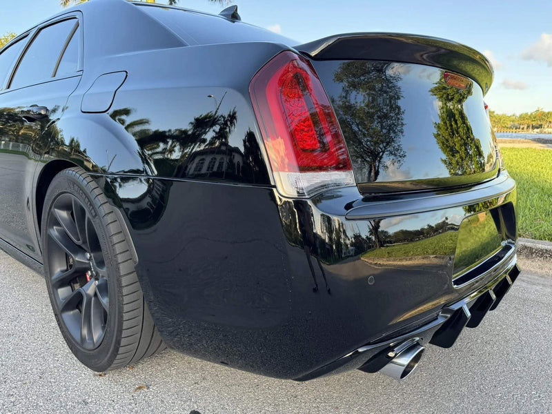 iJDMTOY Dark Smoked Rear Bumper Reflector Lenses Compatible With 2015-2023 Chrysler 300, OE-Spec LH RH Assembly, Replace OEM Red Reflex