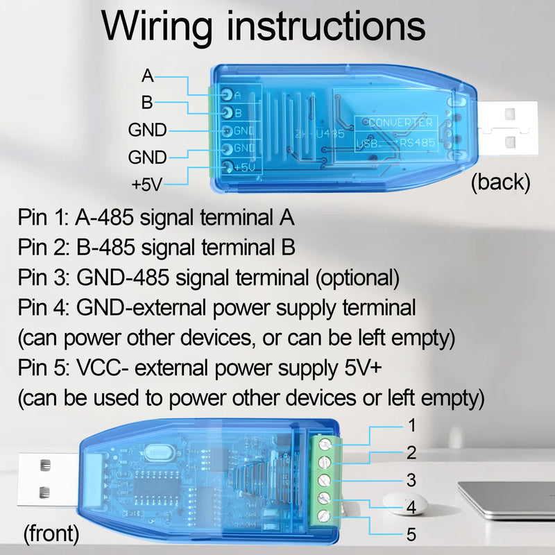 Industrial USB to RS485 Converter, Bidirectional Half-Duplex Serial Adapter, TVS Surge Protection, CH340 Chip, U485 Module for PLC/Industrial Control/Equipment Debugging
