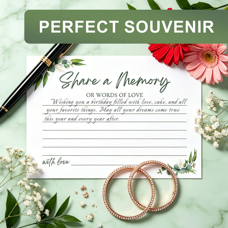 50 PCS Share a Memory Cards for Celebration of Life, Anniversary, Funeral Green 01