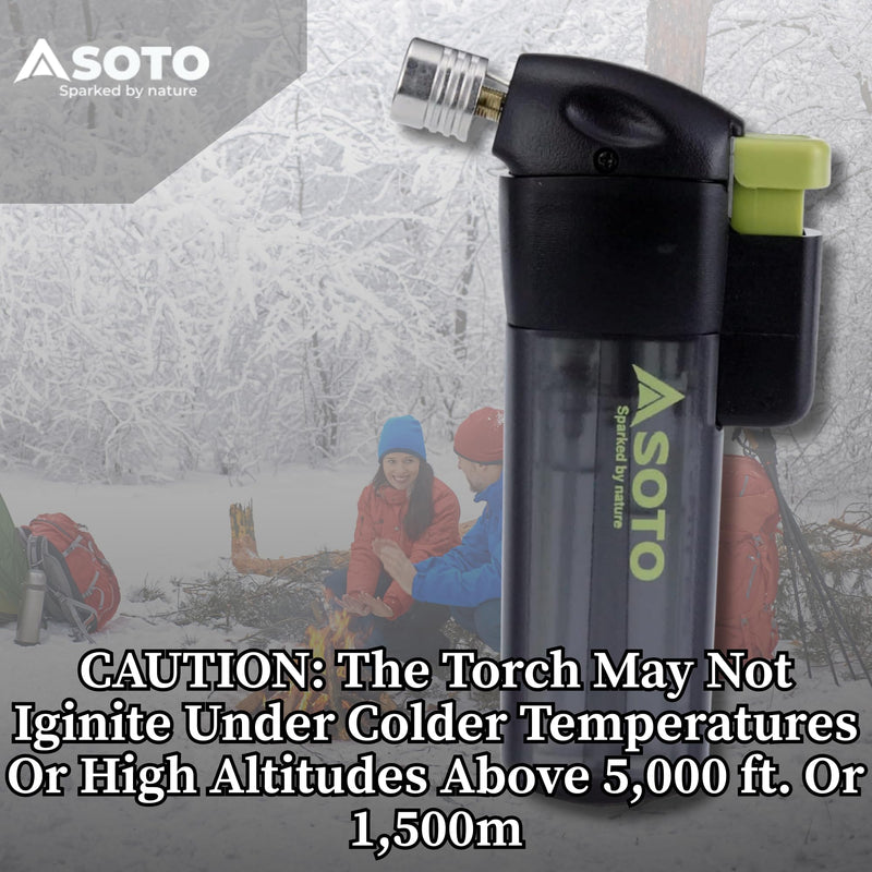 SOTO Butane Torch Lighter, Compact Windproof Pocket Lighter, Refillable, Adjustable Flame, Durable and Portable for Camping, Hiking, BBQs, and DIY Projects. Shipped Empty.