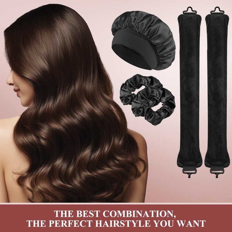  [AUSTRALIA] - 4 Pcs Heatless Curlers, Overnight Heatless Curls, Heatless Curling Rod Hair Rollers for Long Hair, Soft Satin Sleeping Lazy Curler Set for DIY Hair Styling Tools
