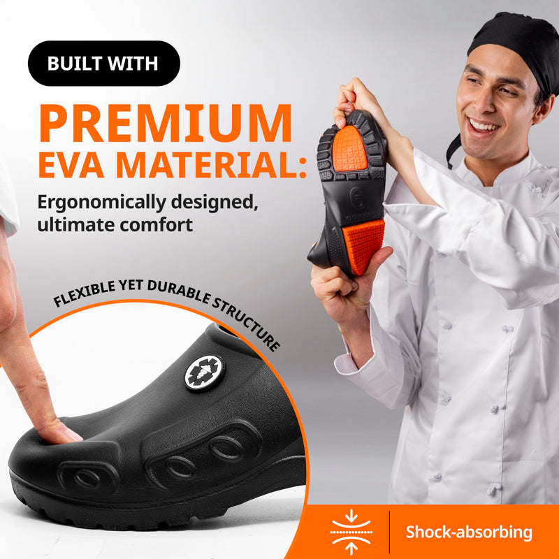 YUNGPRIME Men's and Women's Slip-Resistant Work Shoes - Nursing - Chef Shoes 8-8.5 Wide Women/6-6.5 Wide Men Black